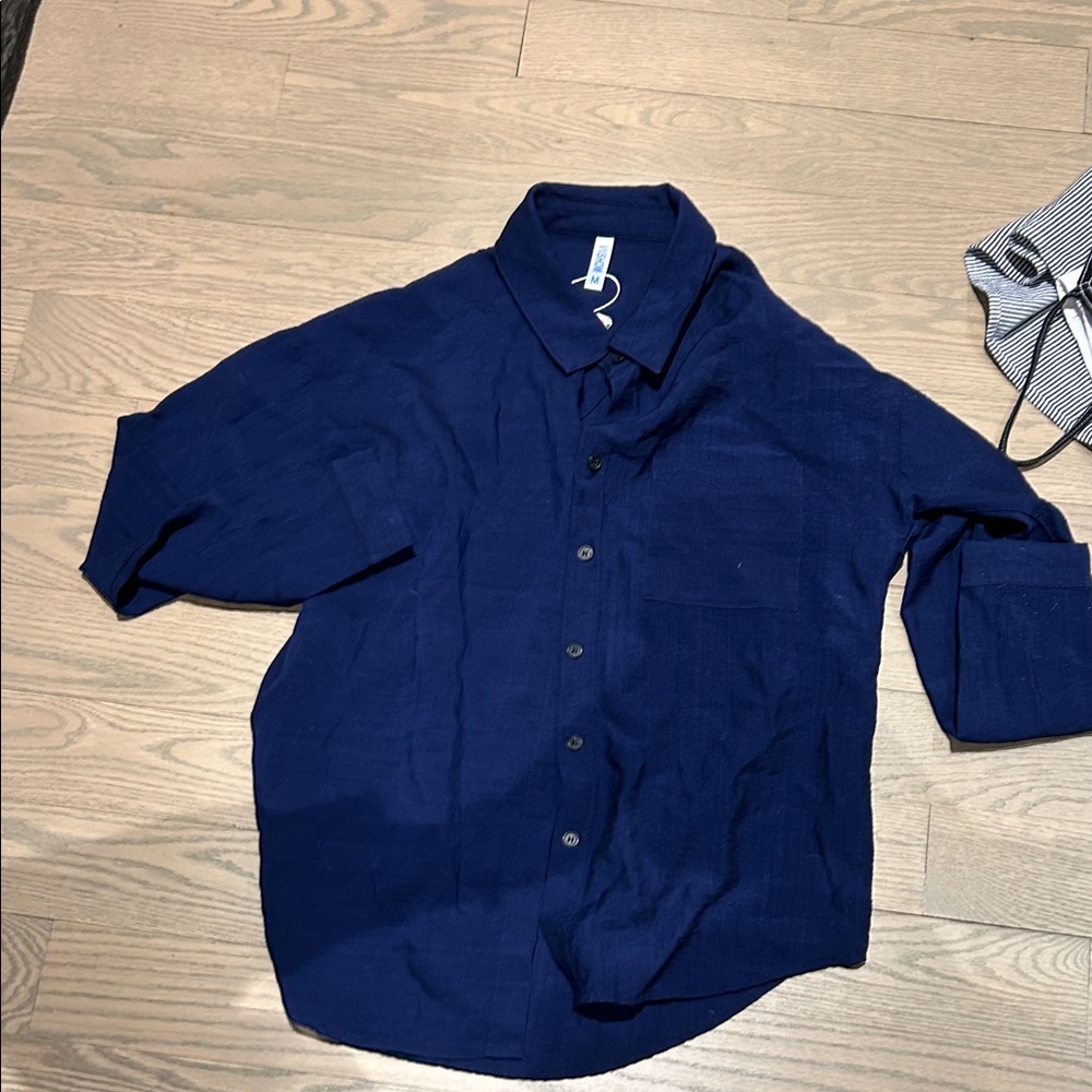 Navy Button-Down Shirt - Classic Relaxed Fit